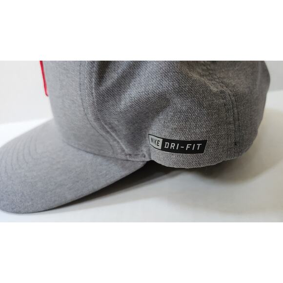 Hurley Nike Dri-Fit Hat Cap Heather Gray Grey w/ Red Logo Flex Fit Lg HTF - Picture 2 of 4